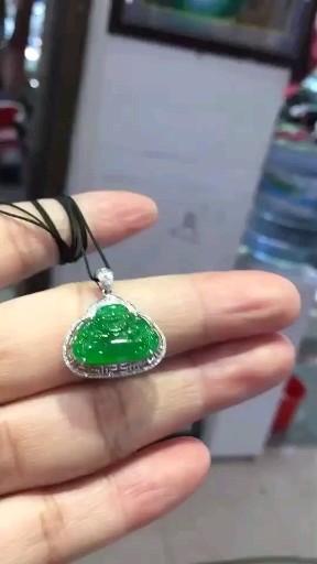 冰种阳绿18k金镶嵌小佛特