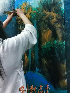 双手多笔时空国画创作